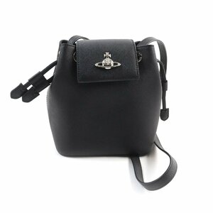 極美品★Vivienne Westwood ヴィヴィアンウエストウッド オーブ金具付 レザー ショルダーバッグ ブラック シルバー金具 伊製 レディース