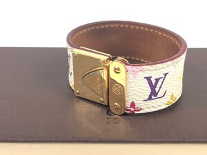 ルイ・ヴィトン　LOUIS VUITTON　モノグラム　マルチカラー　レザーブレスレット　ホワイト　SN4067　サイズ：S　YAS-5630