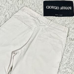 【美品】ジョルジオアルマーニ Giorgio Armani 【純白の白】 コーデュロイ コットンパンツ ホワイト メンズ サイズ48 L相当