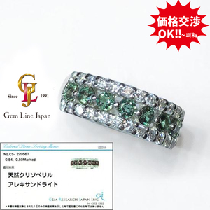 GRJソーティング付 アレキサンドライト 0.54ct ダイヤモンド 0.50ct プラチナ リング