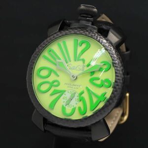 1円 稼働 手巻き 美品 ガガミラノ マニュアーレ48 005/500 緑文字盤 スモセコ メンズ腕時計 KRK 2000000 5NBG2