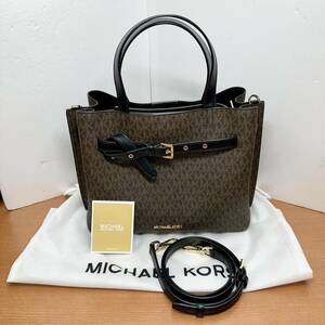 ☆★H1893 MICHAEL KORS マイケルコース EMILIA サッチェル ラージ 2WAYバッグ MKシグネチャー エミリア ブラウン ショルダーバッグ