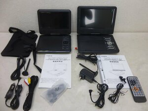 10675★ワンセグTV付ポータブルDVDプレーヤー ７インチと９インチ２台 PDVD-W727/927 付属品欠品あり★中古・美品★