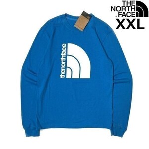 1円～!売切!【正規新品】THE NORTH FACE◆L/S COORDINATES TEE 長袖 Tシャツ ロンT US限定 立体ロゴ 上質 大きいサイズ(XXL)青 180902-5