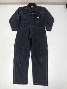 10．ディッキーズ ポリエステル コットン つなぎ ジャンプスーツ オールインワン 作業着 ワークウェア Dickies メンズL 黒y702