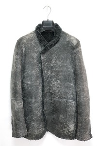 EMPORIO ARMANI エンポリオ アルマーニ ムートンジャケット グレー コート シープレザー 44サイズ U1G03P U1P04