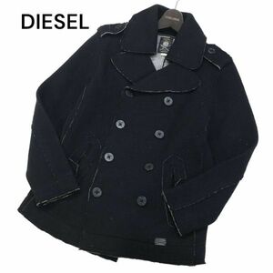 DIESEL ディーゼル 秋冬★ ウール ニット マリン Pコート Sz.XS　メンズ 黒　I3T02331_B#N