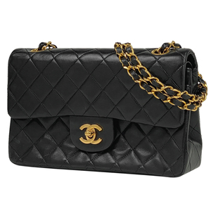 シャネル CHANEL マトラッセ Wフラップ チェーン ショルダーバッグ ココマーク レザー ブラック A01113 レディース 【中古】