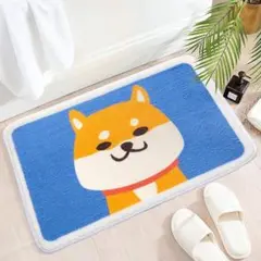 ⭐️バスマット お風呂マット 足拭きマット 速乾 犬 かわいい 40×60cm 青