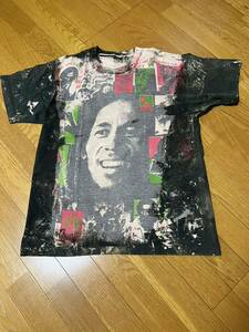 【希少スペシャル】Bob Marley TEE ビンテージ タイダイ 半袖Tシャツ ブラック ラスタ レゲエT 80’s USA ボブマーリー Stussy Supreme 黒