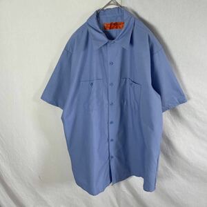 レッドキャップ　半袖ワークシャツ　古着　XLサイズ　ライトブルー　WORKWEAR