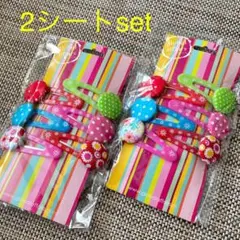 【新品】キッズ向　ヘアクリップ パッキン留め 髪飾り2シートset