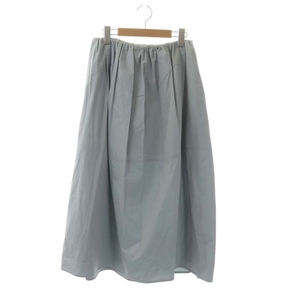 ジルサンダー JIL SANDER 23SS Gathered cotton poplin midi skirt ギャザー コットン ポプリン スカート フレア ミモレ丈 ロング 34 ブル