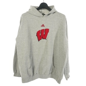 アディダス adidas Wisconsin Badgers Hoodie ウィスコンシン プルオーバー フーディ パーカー 刺繍ロゴ 裏毛 グレー メンズ