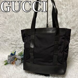  収納可 グッチ ハンドバッグ トートバッグ 肩掛け ナイロン フォーマル レザー GUCCI ダークブラウン (240925-nn-1ry)