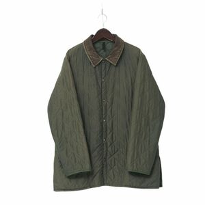 TI1963□イングランド製*バブアー/Barbour*メンズ*エスクデール/ESKDAL*キルティングジャケット/中綿ブルゾン*コーデュロイ襟*グリーン系