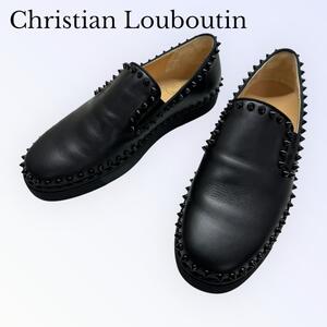 クリスチャンルブタン Christian Louboutin スニーカー スリッポン 靴 スパイクスタッズ ブラック レザー 39 