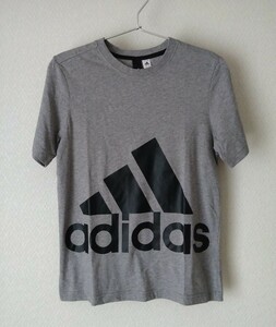 USED◆adidas アディダス◆半袖カットソー Ｔシャツ 丸首 半袖 ジュニア150◇グレー・レディースS