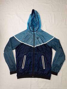 NIKE ナイキ ハイプ ウインドランナー ナイロン ジップパーカー size M 水色 紺 美品 585110