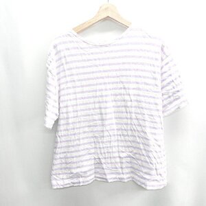 ◇ ⊂ JOURNAL STANDARD relume コットン100％ ボーダー柄 半袖 Tシャツ サイズF パープル系 レディース E