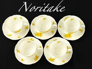 C2188 Noritake ノリタケ BONE CHINA　Studio Collection カップ ＆ソーサー フラワー花柄 5客セット