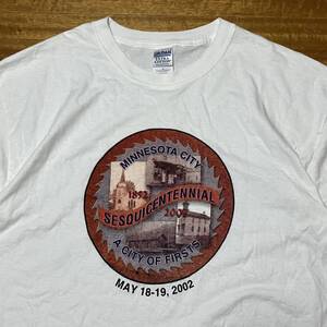 ミネソタシティ 150周年 記念Tシャツ GILDANギルダン XLサイズ フォトプリント 2002年 オーバーサイズ USA古着