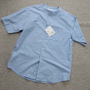 送料無料 未使用 メンズM ノーカラー ビッグシャツ 半袖シャツ 夏 jk064