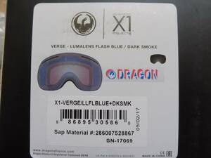 DRAGON ADVANCED X1 ドラゴン　VERGE Lumalens FLASH BLUE スペアレンズ DARK SMOKE