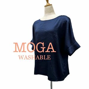 a151N MOGA WASHABLE モガ ウォッシャブル トップス ネイビー系 レディース size2