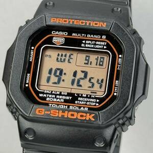 美品 G-SHOCK GW-M5610R-1JF タフソーラー 電波受信 電波ソーラー マルチバンド6 スクウェア ブラック オレンジ スピード カラー液晶