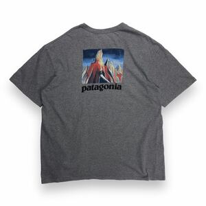 Patagonia パタゴニア バックプリント 半袖 Tシャツ オーガニックコットン グレー XL アウトドア