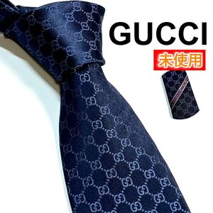 名作☆未使用☆GUCCI グッチ ネクタイ 艶あり　GG柄 ベルト柄　高級シルク　