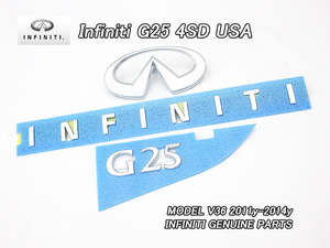 スカイラインV36セダン【INFINITI】インフィニティG25純正USエンブレム-リア3点セット/USDM北米仕様ニッサンSKYLINE-250GTトランク周りUSA