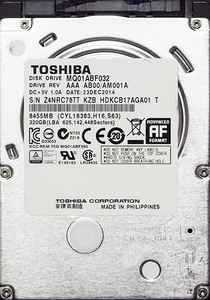 TOSHIBA MQ01ABF032 2.5インチ 7mm SATA600 320GB 87回 17908時間