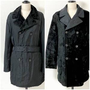 AD1993 tricot COMME des GARCONS リバーシブル ダブル ボア コート ブラック 黒 トリココムデギャルソン 90s VINTAGE archive 4070448