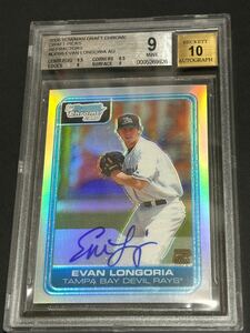 2006 Bowman Draft CHROME Rookie Evan Longoria REFRACTOR Autograph auto ロンゴリア　サイン　500枚限定　MINT9