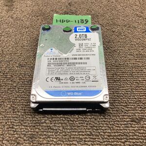 HDD-1189 激安 HDD2TB 2.5インチ SATA 1429時間 内蔵HDD WD WD20NPVZ-00WFZT0 15mm厚 Crystaldiskinfoにて正常品 中古