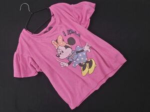 ネコポスOK Lindsay リンジィ Disney ミニー プリント フレアスリーブ ショート Tシャツ 160cm ピンク ■◆ ☆ efa4 子供服