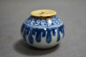 【英】A145 時代 古染付茶入 中国美術 朝鮮 茶道具 骨董品 美術品 古美術 時代品 古玩