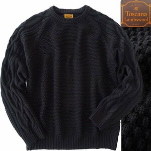 新品 gim ジム Toscana Lambswool ニット M 黒 【I48580】 セーター 秋冬 メンズ クルーネック ラム ウール カジュアル