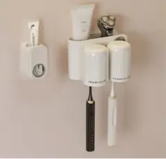 壁掛け歯ブラシスタンド コップ ホルダー 歯ブラシホルダー自動歯磨き粉チューブ