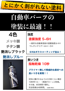 トラックパーツ塗装に最適！とにかく剥がれない スプレー 塗料４色(メッキ調/チタン調/艶消ブラック/艶消ブルー)徳用4本セット(送料1本分)