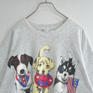 90s INDG 犬 ドッグプリント 両面デザイン アニマルTシャツ ヴィンテージ 動物 半袖 ワンちゃん ビンテージ USA ア