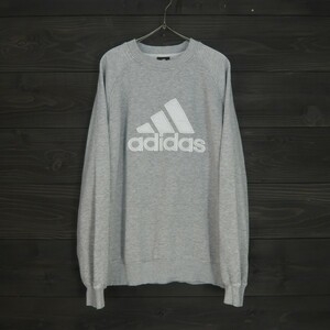 ★adidas★アディダス★クルーネックロゴスウェット★グレー★M（USサイズ）