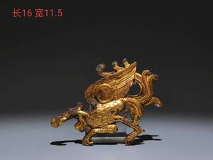 蔵友旧蔵出 漢 青銅作 塗金 鳳鳥帶鉤 置物 賞物 貴重物品 収蔵品 中国古美術 館蔵品