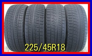 ■中古タイヤ■　225/45R18 91Q BRIDGESTONE BLIZZAK REVO GZ クラウン オデッセイ等 冬タイヤ スタッドレス 激安　送料無料　B339