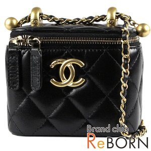 【新品同様品】CHANEL/シャネル　マトラッセ ミニバニティ チェーンショルダーバッグ　ラム　ブラック×ゴールド金具　AP2292【中古】