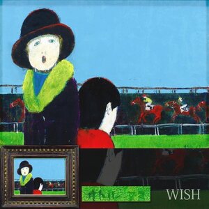 【真作】【WISH】井上悟「競馬場」油彩 2号 婦人像 ◆井上ワールド・愉快な人間描写逸品 　　〇個性派人気画家 国画会会員 #24122005