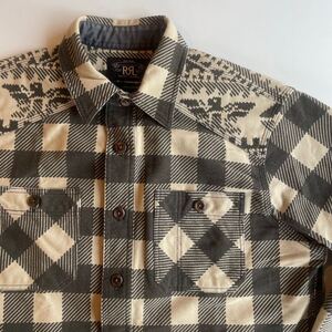 RRL “Buffalo Check Work Shirt” S ネイティブ サンダーバード ブロック チェック ワーク シャツ Ralph Lauren ヴィンテージ