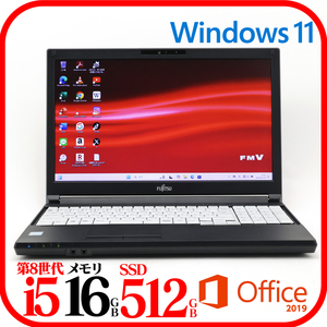 ★A579A②★第8世代i5-8365U★メモリ16GB★SSD512GB★Webカメラ★バッテリ良★Win11★Office★Bluetooth★0107